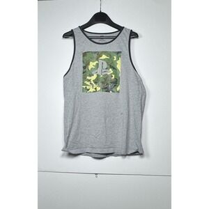 PlayStation Tank Top Mens XL Heather‎ Gray Camo Graphic Print Logo Cotton Casual